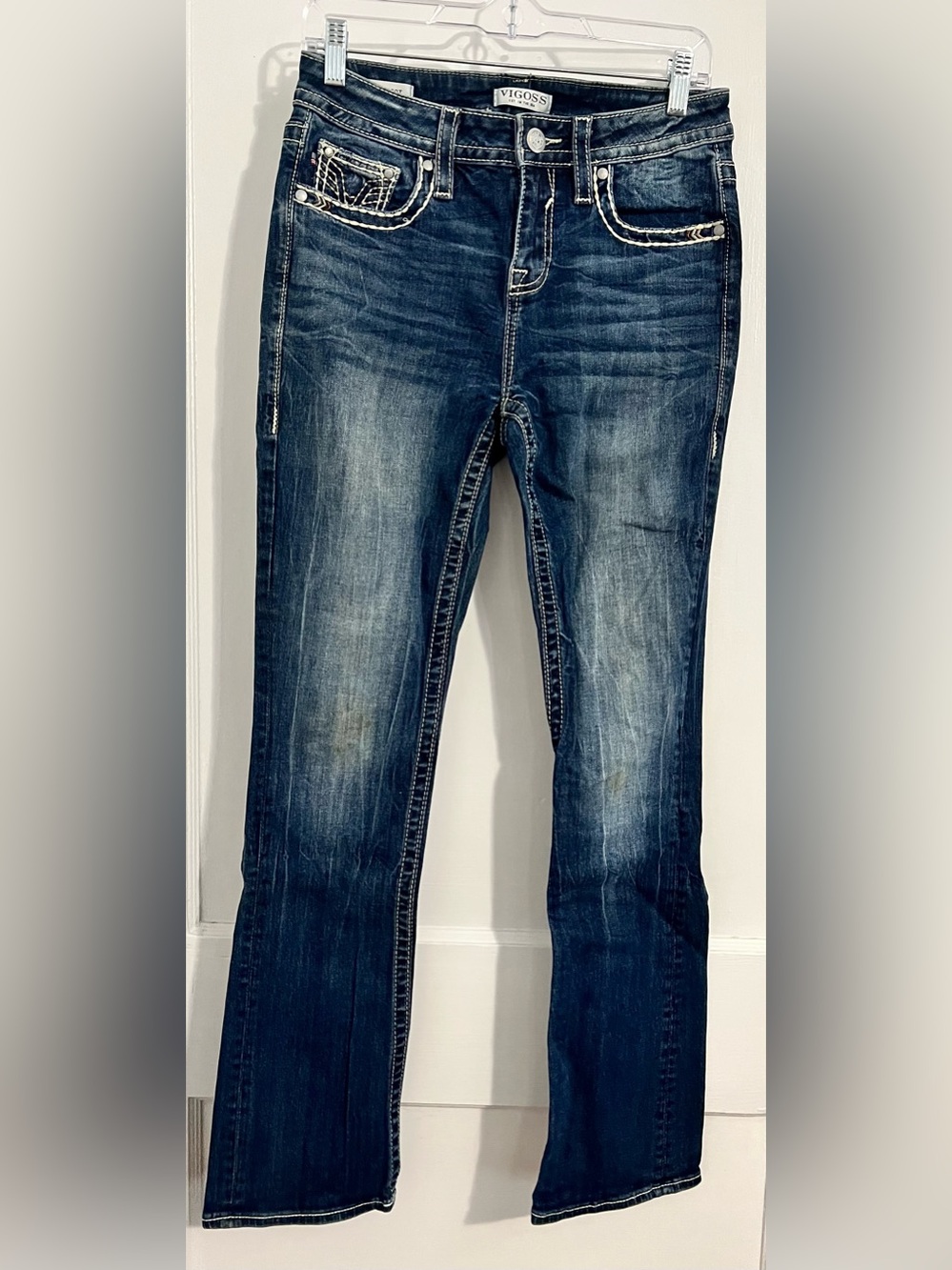Vigoss Dark Indigo Bootcut Jeans with Fading